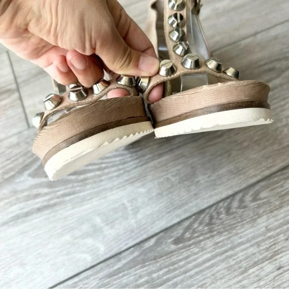 Stelle Monelle Studded T Strap Wedge Heel Sandal Made in Italy